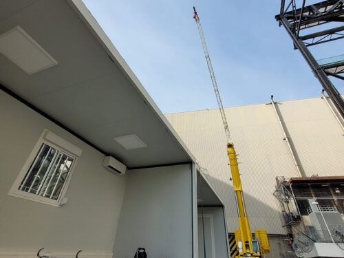 Pose de bungalows avec grue – EDF