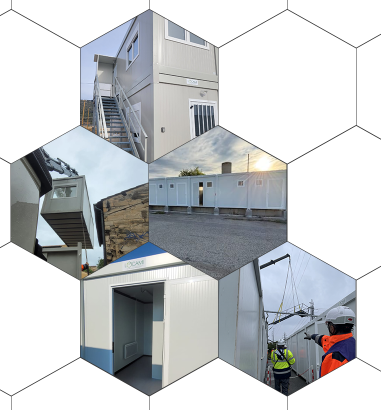 Les modules aménagés peuvent être assemblés pour constitués des lieu de travail évolutifs